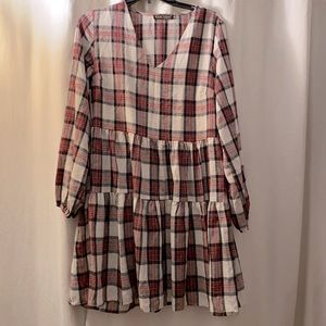 Plaid Babydoll Tiered Dress